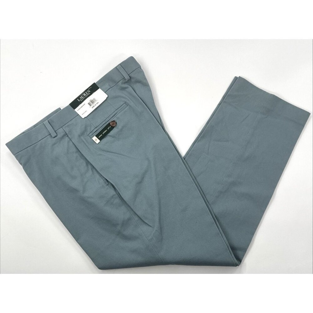 Lauren Ralph Lauren Pants Mens 38x30 Blue Chino Flat Front Straight Khakis NEW